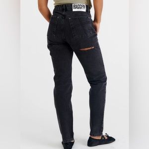 Black wash Ragged Jean size 26 with cute butt slit.